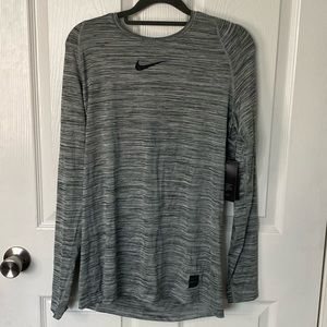 Grey and Black Nike Pro Fitted Men’s Long Sleeve